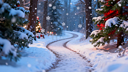 雪景森林节日小径