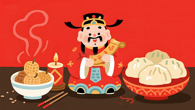喜庆中国风财神爷插画