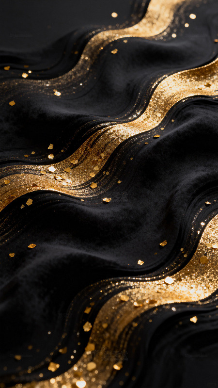 黑金波浪奢华纹理壁纸