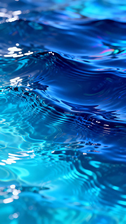 蓝色波浪水面特写图片