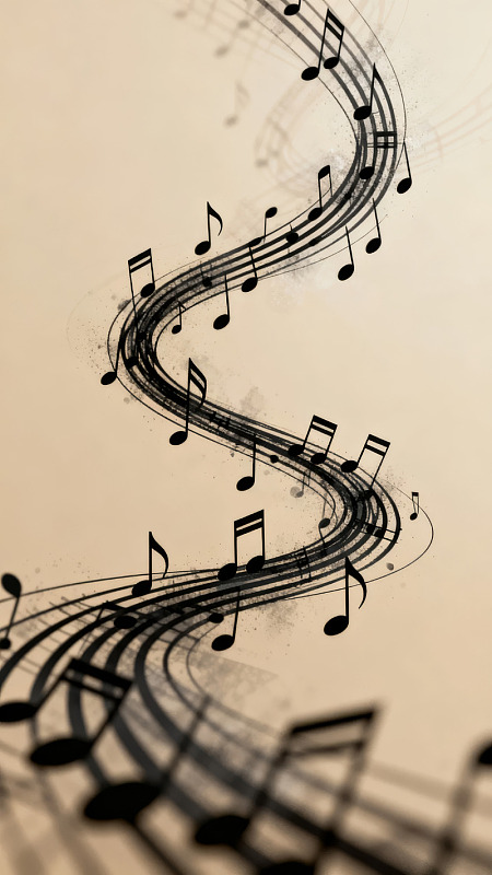 音乐符号曲线流动图案