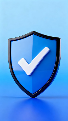 蓝色盾牌带白色对勾图标