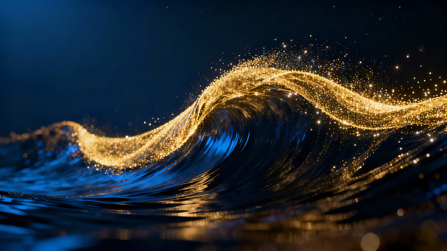 金色波浪闪耀夜空图片