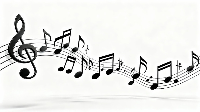 黑白音乐符号飘动图案