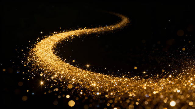 金色光带在黑暗中闪耀