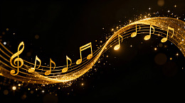金色音符波浪背景图片