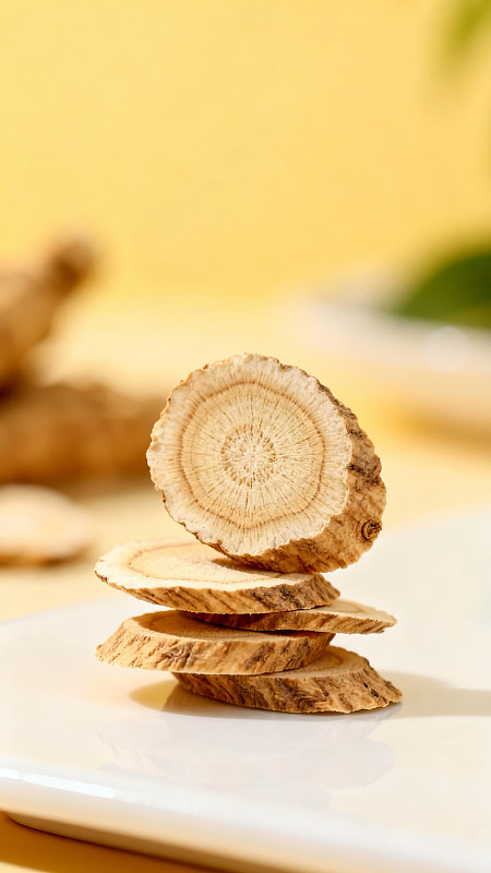 中药材切片堆叠特写图片