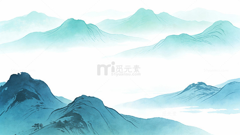 水墨山水画古风意境背景