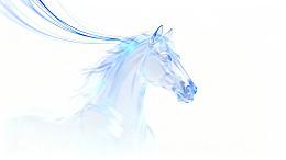 蓝色光影中的马头剪影