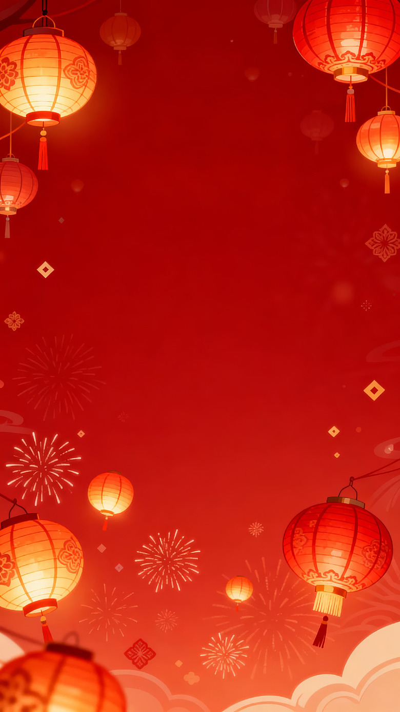红色灯笼装饰的节日背景