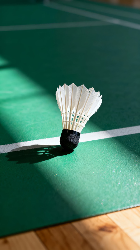 羽毛球静置于绿色场地