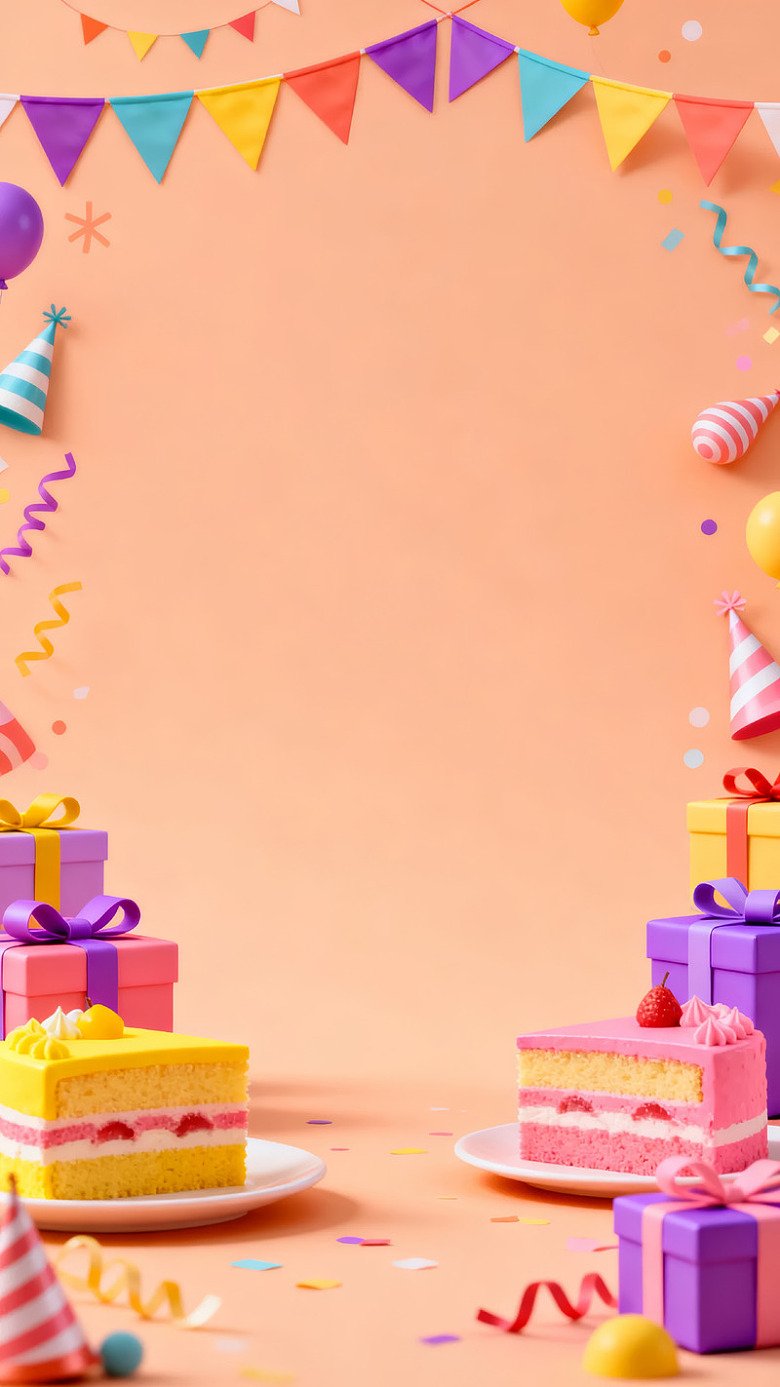 生日派对蛋糕与礼物庆祝场景