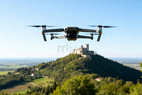 无人机山顶古建筑航拍图