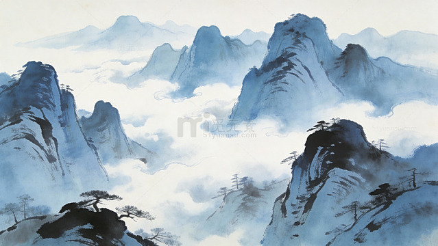 水墨山水国画风景装饰画