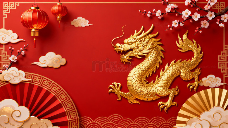 中国龙春节喜庆图案