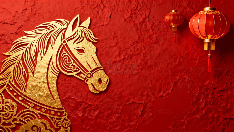 红色喜庆马年灯笼图案设计