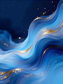 抽象蓝金流体艺术