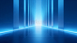 未来科技感蓝色隧道场景