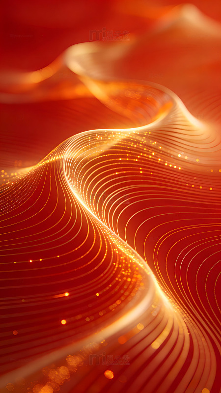 橙红波纹光影抽象艺术