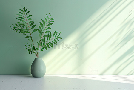 简约风绿植光影装饰图