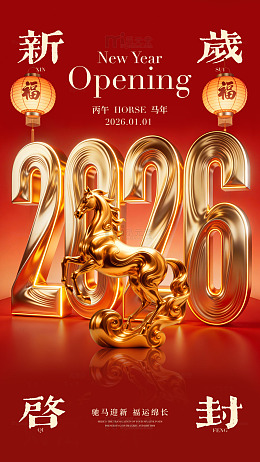 新年贺岁马年海报设计