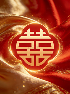 金色双喜婚庆背景