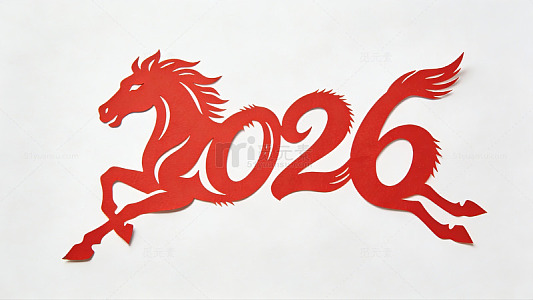 红色剪纸马年艺术设计