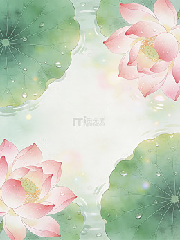 水彩荷花池塘背景