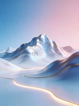 蓝粉渐变科技感雪山背景