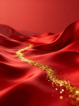 红色丝绸金粉装饰艺术背景