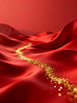 红色丝绸金粉装饰艺术背景