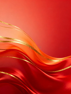 红金色丝带流动艺术背景