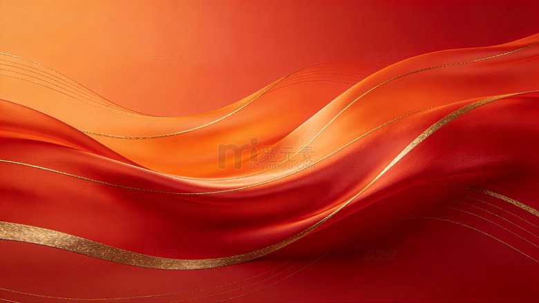红色绸缎波浪纹理背景