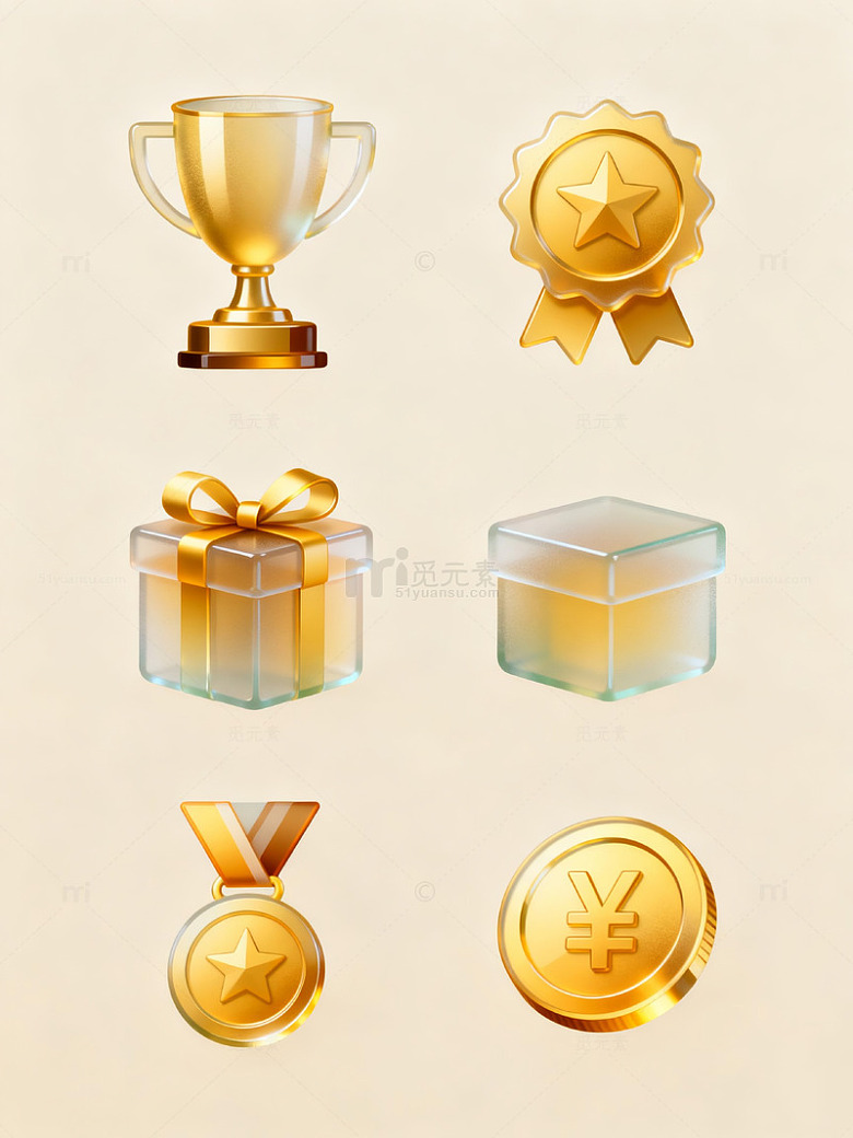 金色奖杯徽章礼物图标
