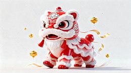 喜庆中国舞狮模型装饰素材
