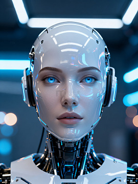 蓝色科技感AI机器人头像
