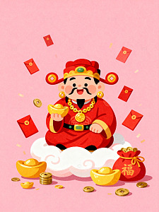 喜庆财神卡通插画064