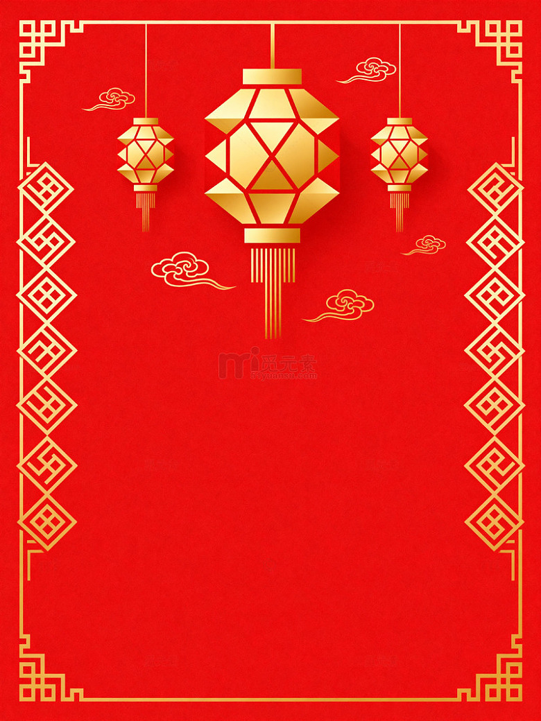 红色喜庆中式灯笼图案003
