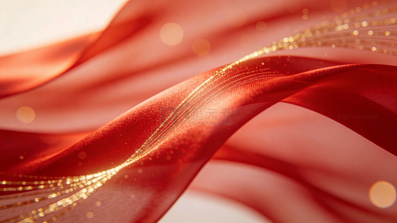 红色丝绸质感光影背景099