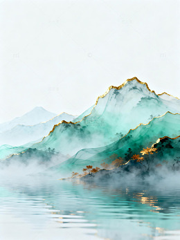 青绿山水水墨意境画071