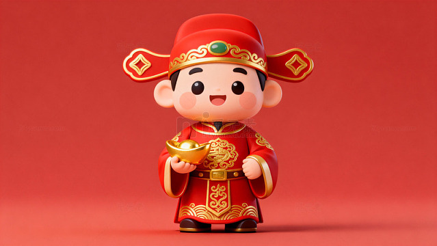 红色喜庆卡通财神形象026