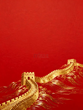 金色长城红色中国风背04