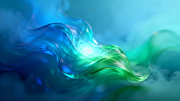 蓝绿交织的流动光影艺术