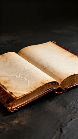 一本打开的古老旧书图片