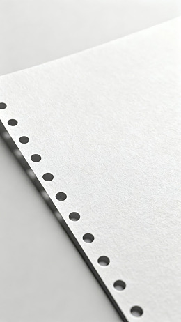 perforated paper edge on white