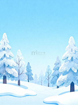 蓝色雪景冬季插画71