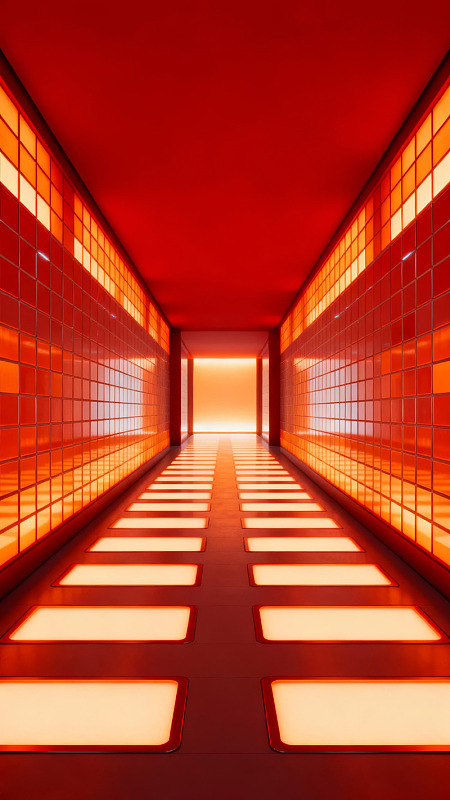 红色调科幻走廊光影效果
