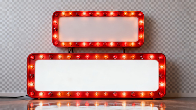 红色灯泡边框空白招牌