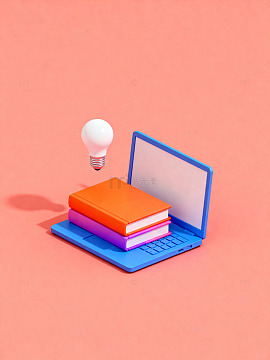 橙蓝极简创意书本与灯87