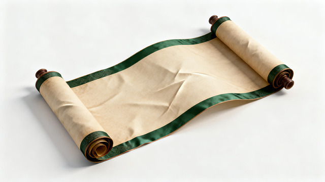 卷轴纸张展开边缘绿色装饰